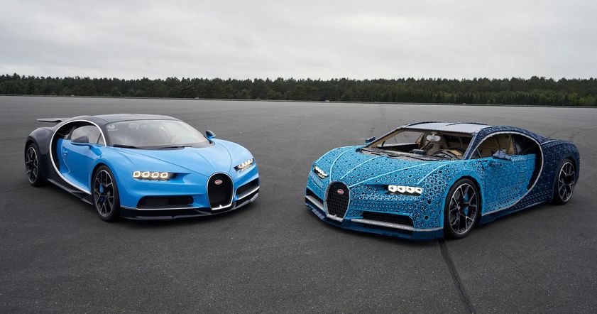 Компания Lego построила полноразмерную копию гиперкара Bugatti Chiron, на которой можно ездить